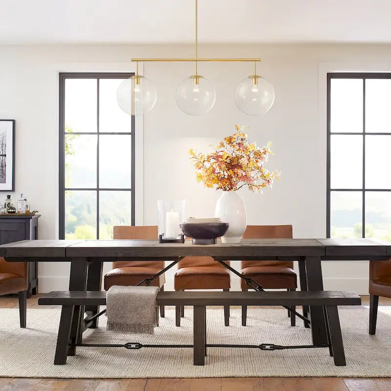 Suspension moderne à 3 lumières en verre doré linéaire avec globe et bulles pour îlot de cuisine