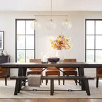 Suspension moderne à 3 lumières en verre doré linéaire avec globe et bulles pour îlot de cuisine