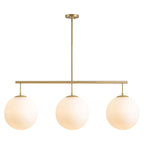 Suspension moderne à 3 lumières en verre doré linéaire avec globe et bulles pour îlot de cuisine