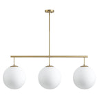 Suspension moderne à 3 lumières en verre doré linéaire avec globe et bulles pour îlot de cuisine