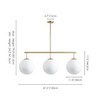 Suspension moderne à 3 lumières en verre doré linéaire avec globe et bulles pour îlot de cuisine