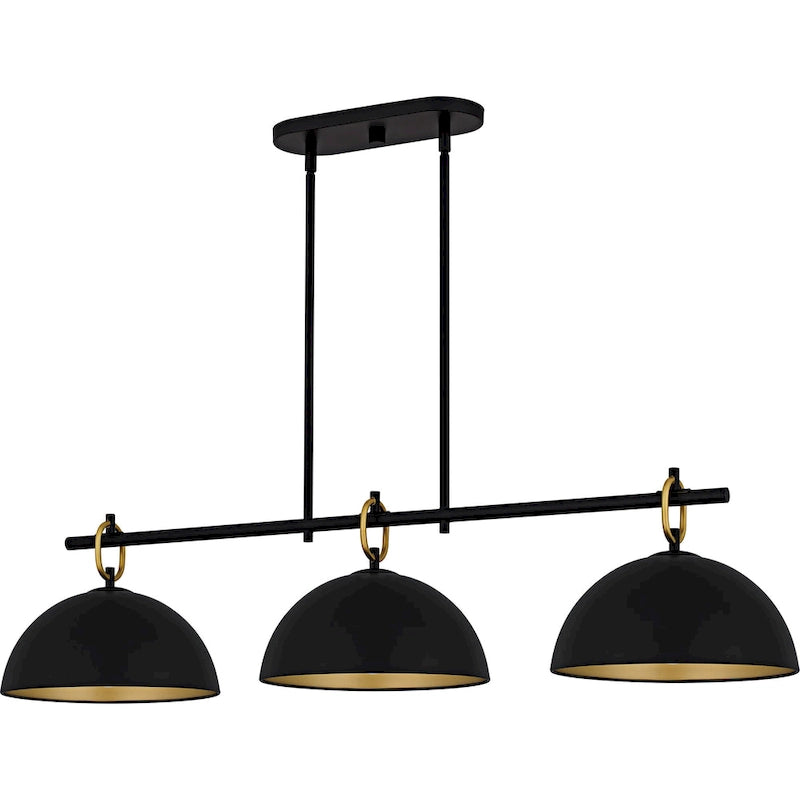 Lustre linéaire Cleo à 3 lumières, noir mat