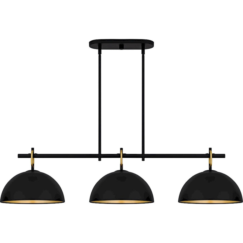 Lustre linéaire Cleo à 3 lumières, noir mat