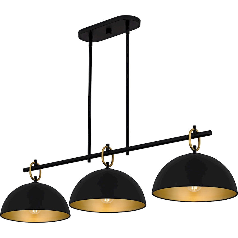 Lustre linéaire Cleo à 3 lumières, noir mat