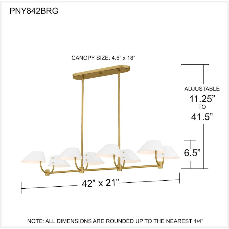 Lustre linéaire Penley à 6 lumières en or brossé