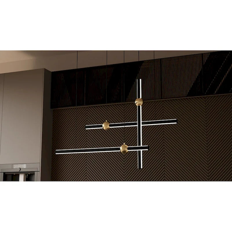 Lustre linéaire Harvick à LED intégrées, noir mat