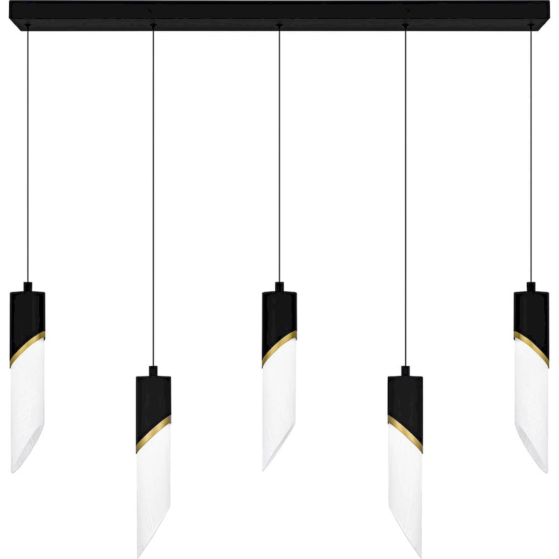 Alys 2-Light Integrated LED Matte Black Linear Chandelier
