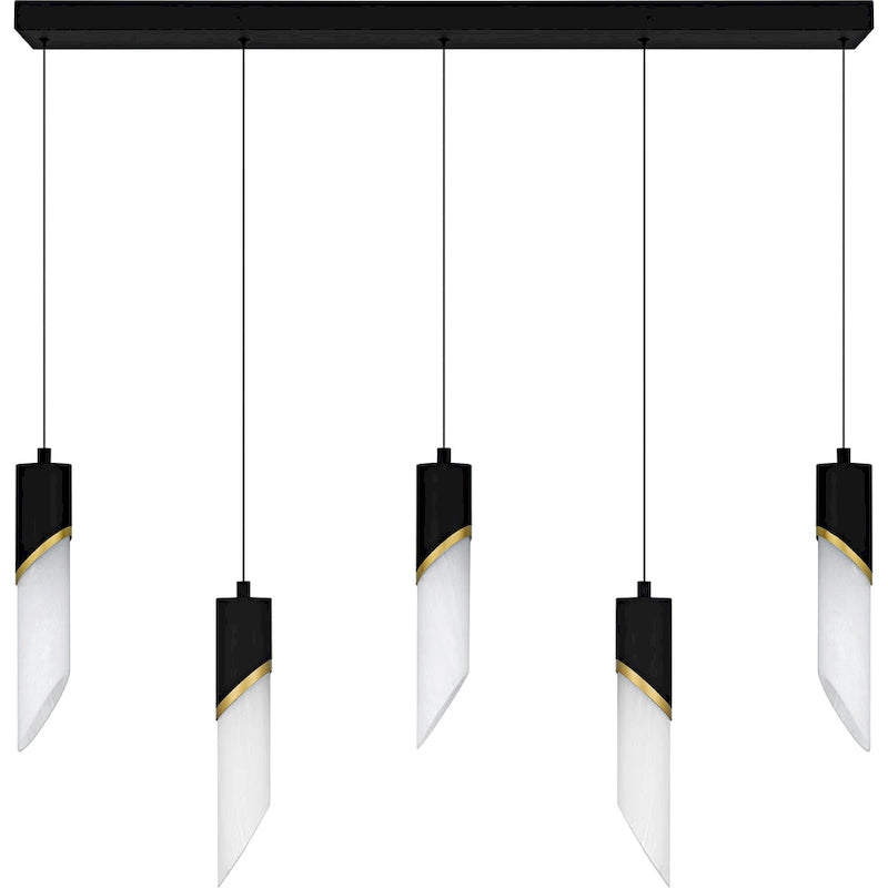 Lustre linéaire Alys à 2 lumières LED intégrées, noir mat