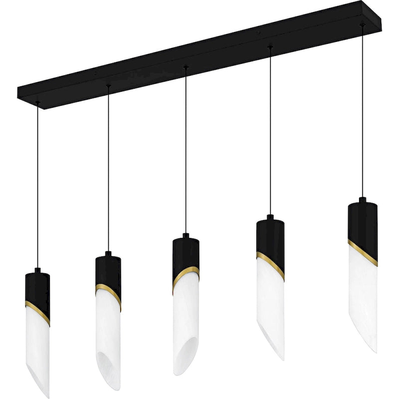 Lustre linéaire Alys à 2 lumières LED intégrées, noir mat