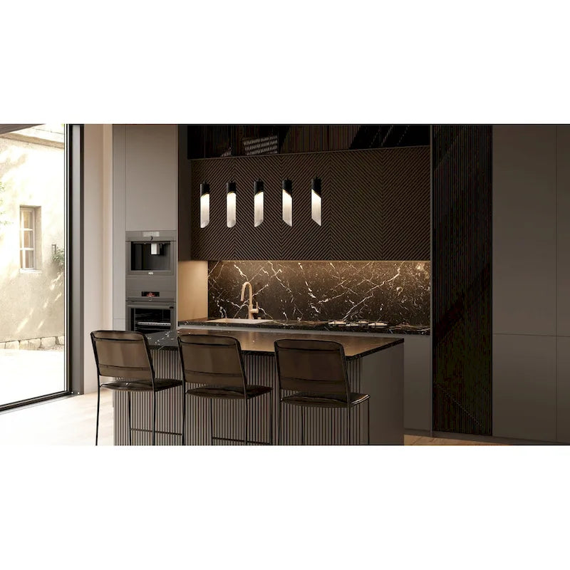 Lustre linéaire Alys à 2 lumières LED intégrées, noir mat