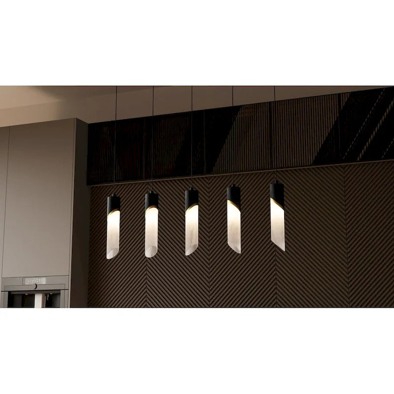 Lustre linéaire Alys à 2 lumières LED intégrées, noir mat