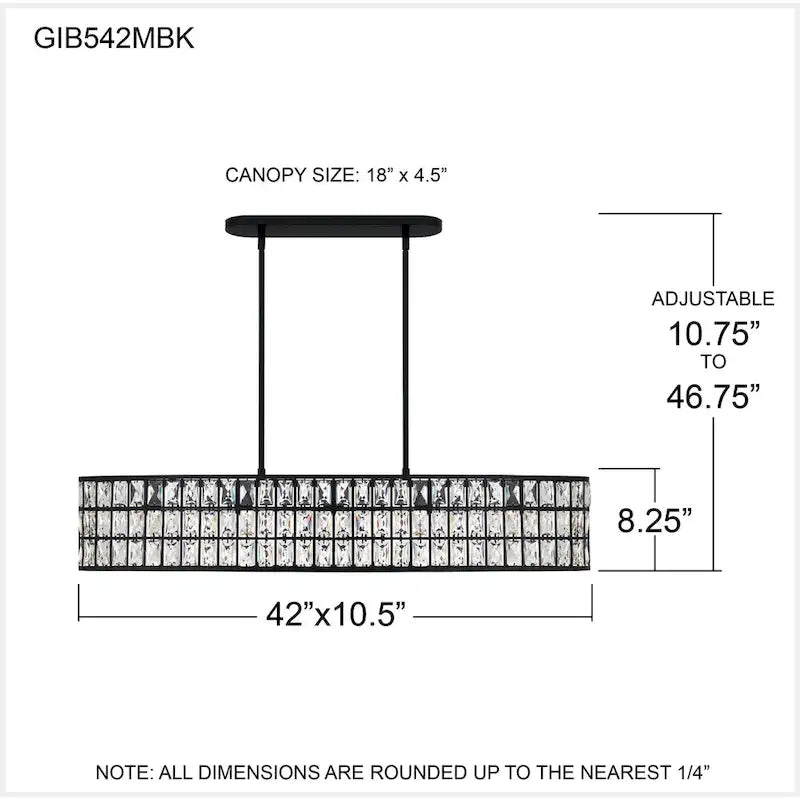 Lustre linéaire Gibson à 5 lumières, noir mat