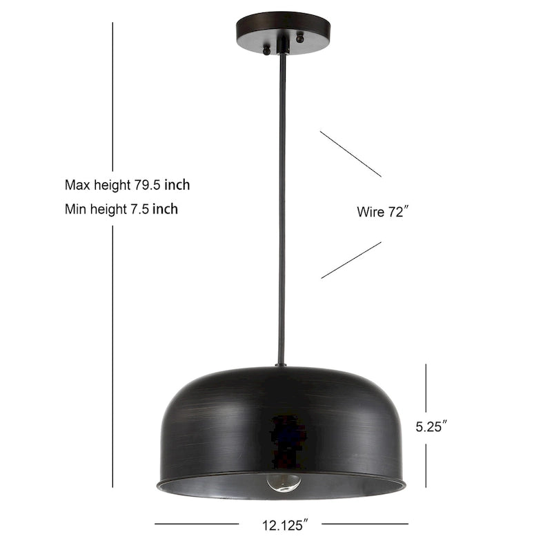 Suspension réglable Avner à 1 lumière LED grise de SAFAVIEH Lighting - Dimensions : 12,1 x 12,1 x 7,5 cm - 79,5 cm (L x P x H)