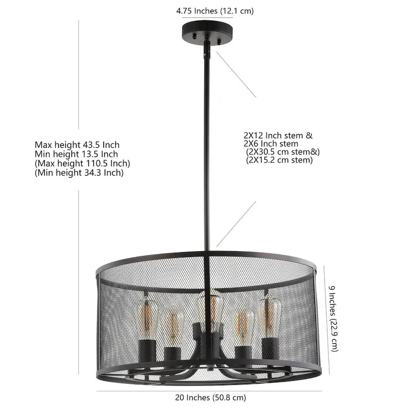 Suspension SAFAVIEH Lighting Kane à 5 lumières LED réglables en laiton - 20 cm (L) x 20 cm (P) x 44 cm (H)