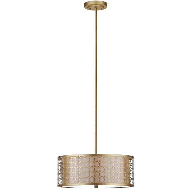 Suspension tambour dorée réglable Giotta de SAFAVIEH Lighting, 3 lumières - 45,7 cm (L) x 45,7 cm (P) x 114,3 cm (H)