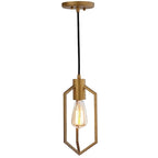 Suspension SAFAVIEH Lighting Eastwood, réglable, 1 ampoule Edison, couleur or - 15,2 cm (L) x 15,2 cm (P) x 218,4 cm (H)