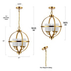 Suspension réglable à 4 lumières LED SAFAVIEH Lighting Forler - 17 cm L x 17 cm P x 98 cm H