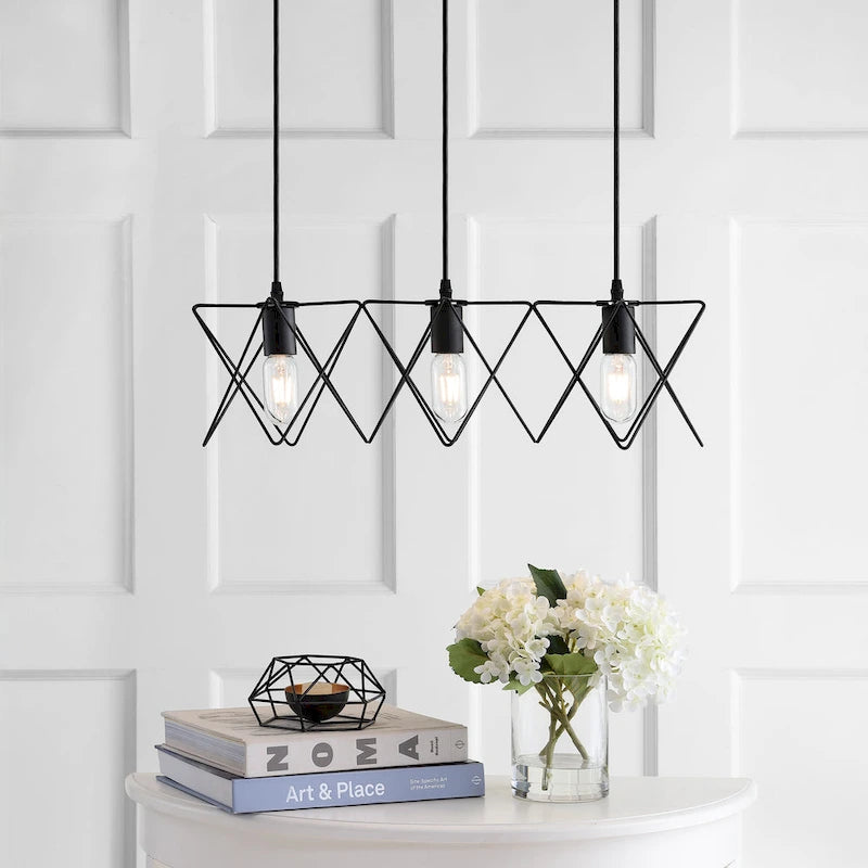 SAFAVIEH Lighting Pernille Adjustable 3-light LED Black Pendant - 24 W x 9 D x 82 H