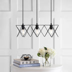 SAFAVIEH Lighting Pernille Adjustable 3-light LED Black Pendant - 24 W x 9 D x 82 H