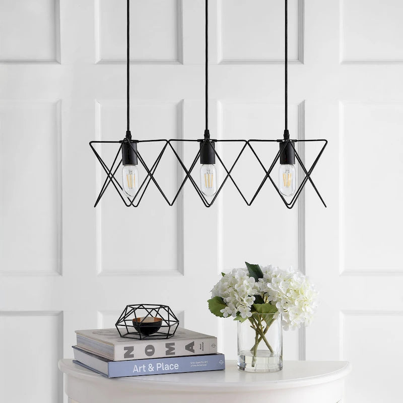 Suspension SAFAVIEH Lighting Pernille à 3 lumières LED réglables, noire - 24 cm (L) x 9 cm (P) x 82 cm (H)