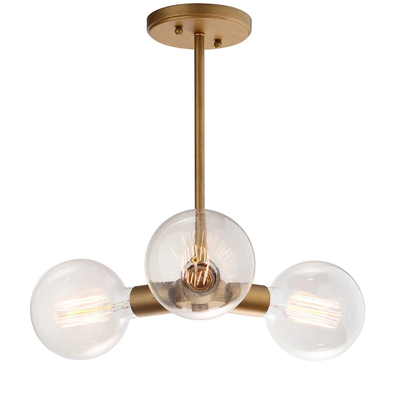 SAFAVIEH Lighting Harkin Adjustable 3-light Edison Bulb Gold Pendant - 18 W x 18 D x 42 H