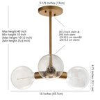 Suspension Harkin réglable à 3 ampoules Edison, couleur or, de SAFAVIEH Lighting - 45,7 cm (L) x 45,7 cm (P) x 106,7 cm (H)