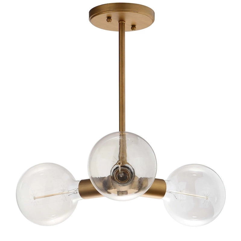 Suspension Harkin réglable à 3 ampoules Edison, couleur or, de SAFAVIEH Lighting - 45,7 cm (L) x 45,7 cm (P) x 106,7 cm (H)