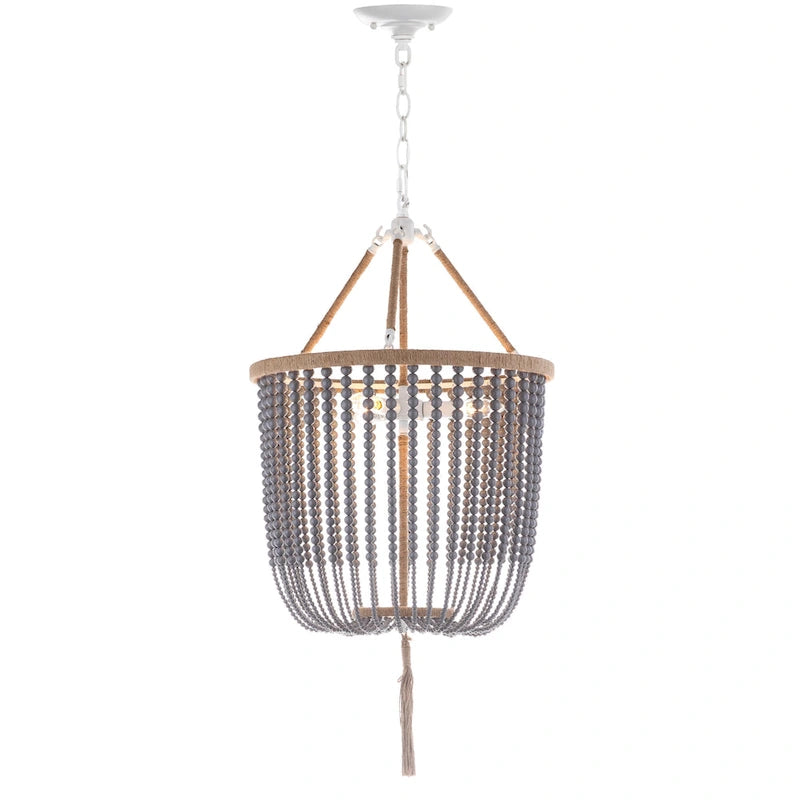 SAFAVIEH Lighting Angie Beaded 3-light Grey Adjustable Pendant Lamp - 18 W x 18 D x 108 H