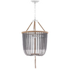 Suspension Angie à 3 lumières grises, réglable, ornée de perles, de SAFAVIEH Lighting - 45,7 cm (L) x 45,7 cm (P) x 273,8 cm (H)