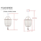 Suspension Angie à 3 lumières grises, réglable, ornée de perles, de SAFAVIEH Lighting - 45,7 cm (L) x 45,7 cm (P) x 273,8 cm (H)