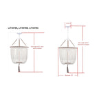 Suspension Angie à 3 lumières grises, réglable, ornée de perles, de SAFAVIEH Lighting - 45,7 cm (L) x 45,7 cm (P) x 273,8 cm (H)
