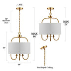 Suspension réglable à 3 lumières LED Jemmi de SAFAVIEH Lighting. - 40,6 cm (L) x 40,6 cm (P) x 243,8 cm (H)