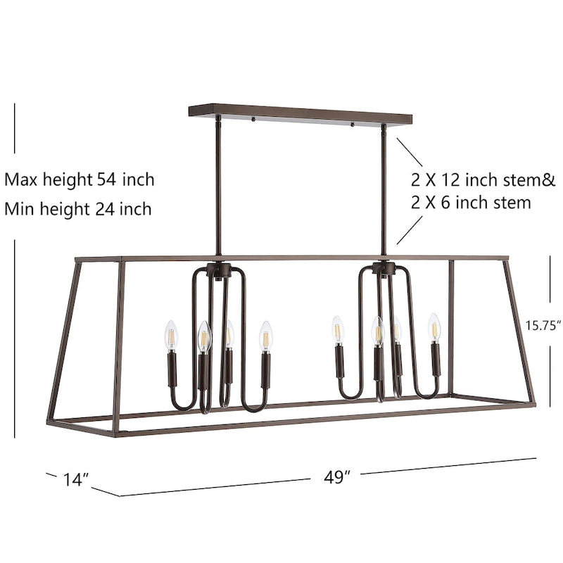 Suspension SAFAVIEH Onia 8Lt - 49 x 14 x 24-54 - 49 cm L x 14 cm P x 54 cm H