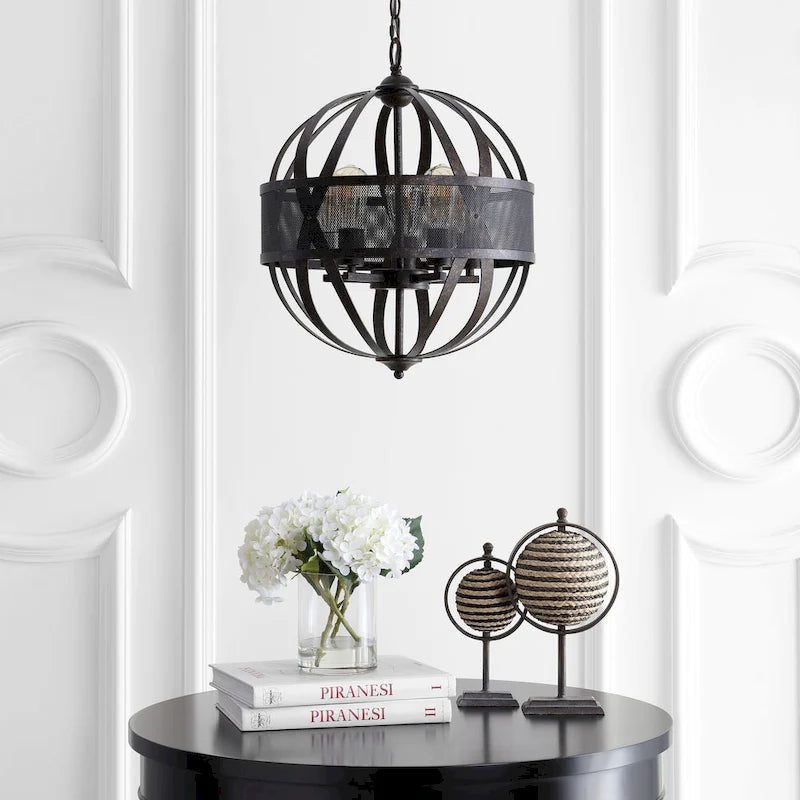 Suspension SAFAVIEH Lighting Colby à 5 lumières LED réglables en laiton - 17 cm L x 17 cm P x 97 cm H
