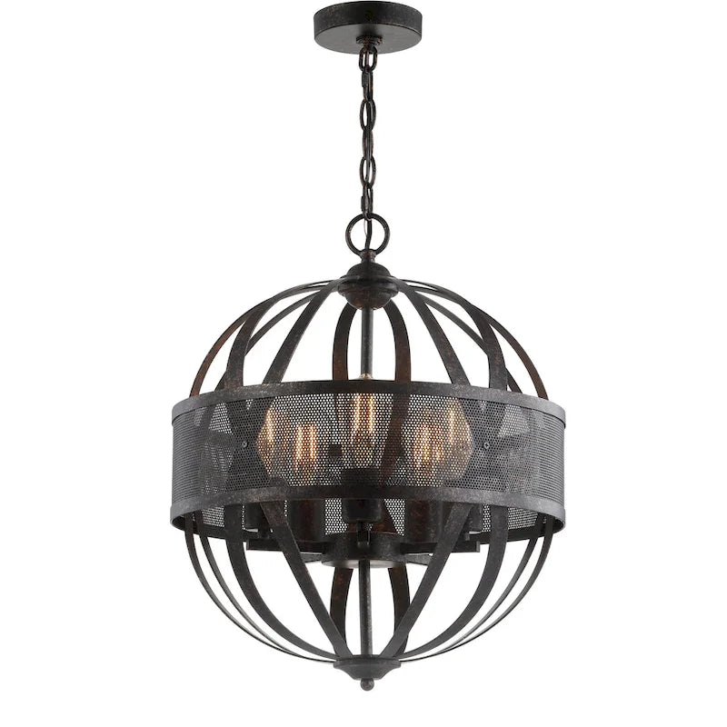 Suspension SAFAVIEH Lighting Colby à 5 lumières LED réglables en laiton - 17 cm L x 17 cm P x 97 cm H