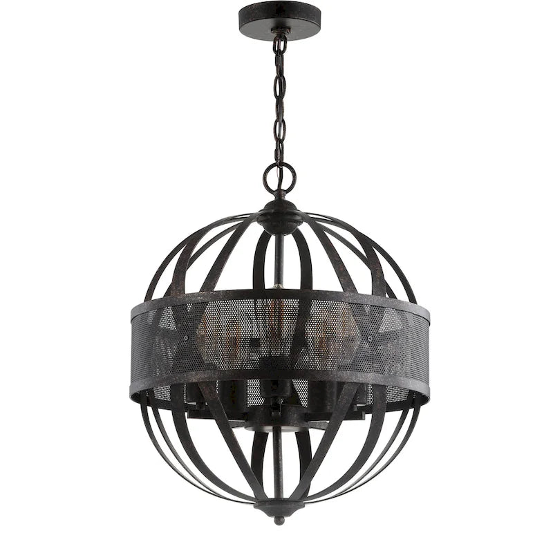 Suspension SAFAVIEH Lighting Colby à 5 lumières LED réglables en laiton - 17 cm L x 17 cm P x 97 cm H