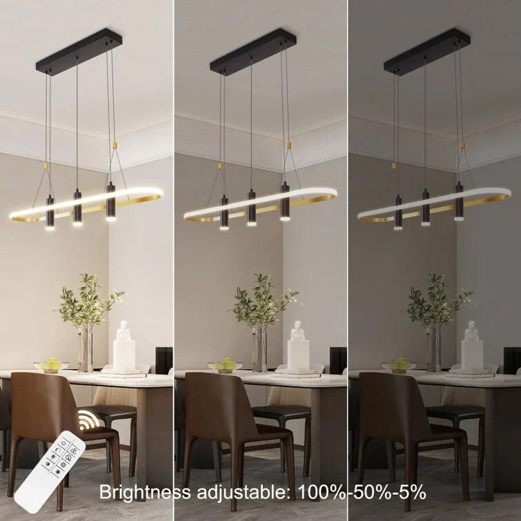 Suspension LED à 4 lumières, noire/dorée, à intensité variable [ampoule non incluse]