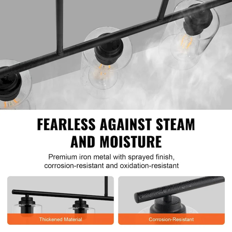 Suspension 5 lumières pour îlot de cuisine, 60 W, réglable, culot E26