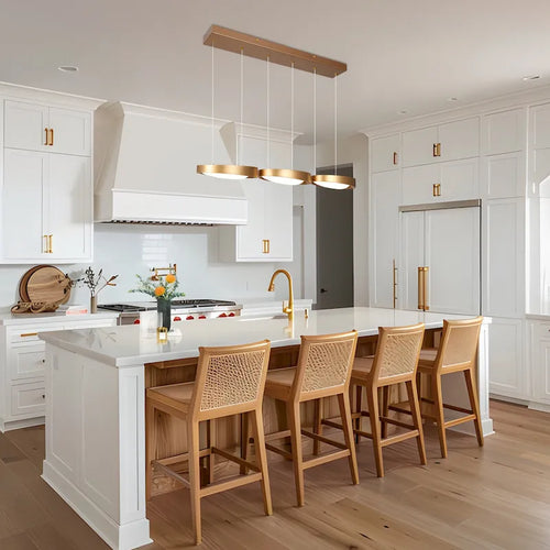 Lustre moderne linéaire à 3 lumières LED intégrées, doré, suspension pour îlot - 30