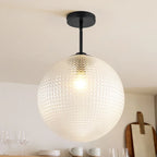Suspension moderne à une lumière en verre texturé noir et or pour îlot de cuisine