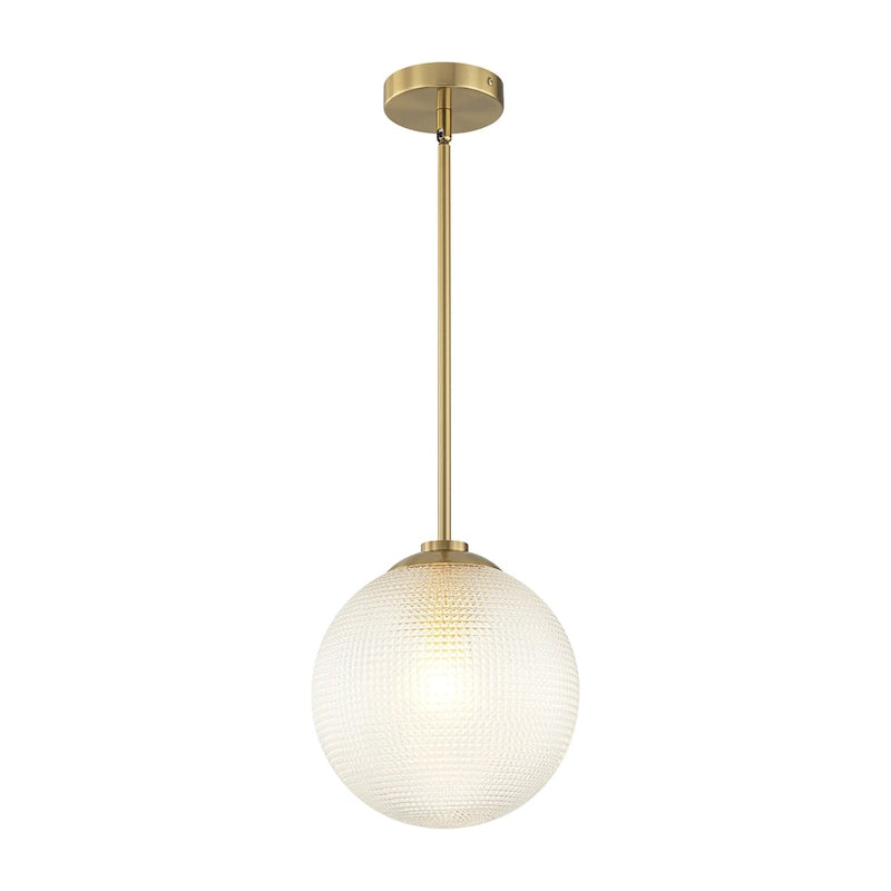 Suspension moderne à une lumière en verre texturé noir et or pour îlot de cuisine