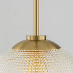 Suspension moderne à une lumière en verre texturé noir et or pour îlot de cuisine