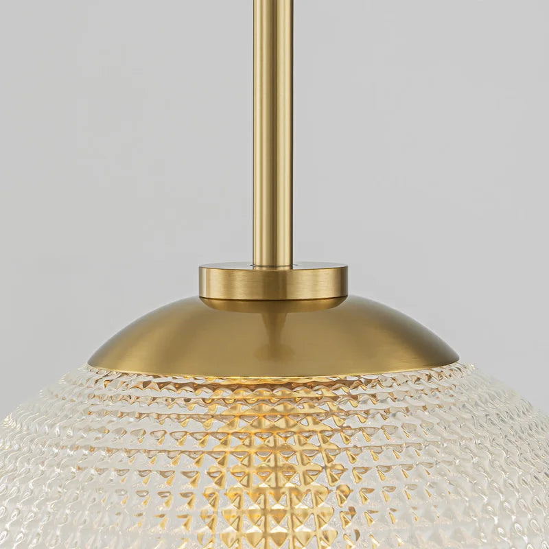 Suspension moderne à une lumière en verre texturé noir et or pour îlot de cuisine