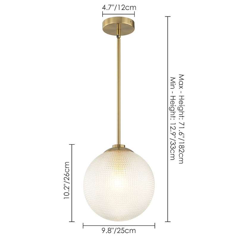 Suspension moderne à une lumière en verre texturé noir et or pour îlot de cuisine
