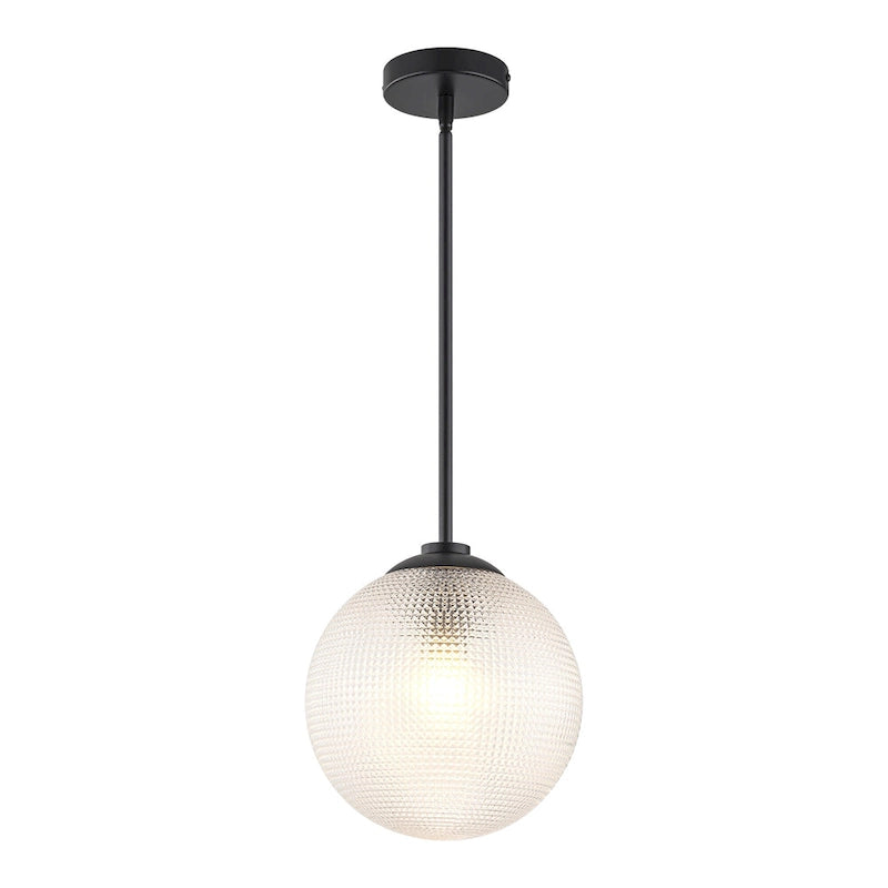 Suspension moderne à une lumière en verre texturé noir et or pour îlot de cuisine