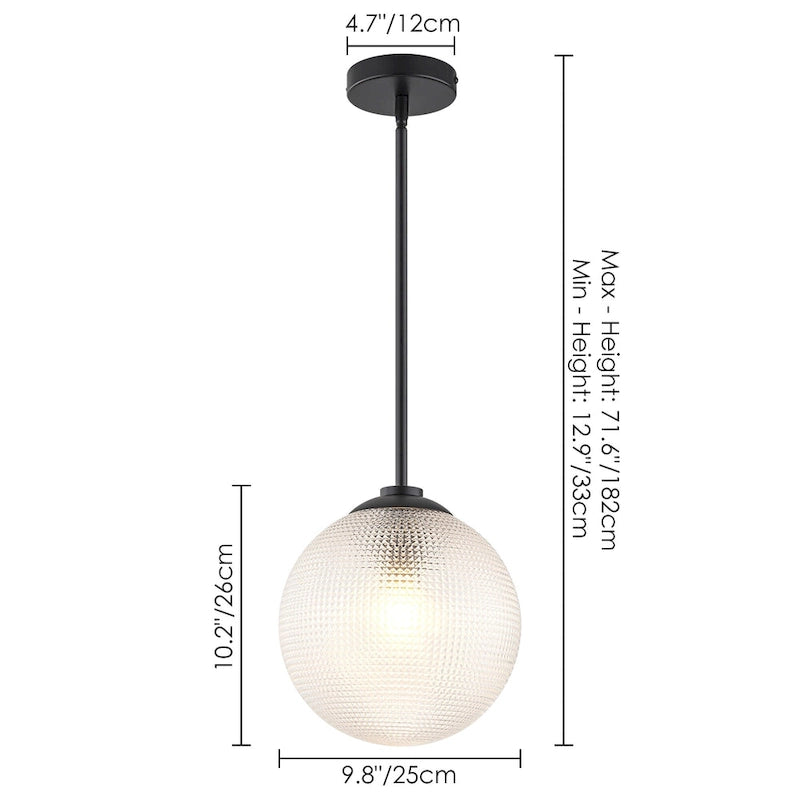 Suspension moderne à une lumière en verre texturé noir et or pour îlot de cuisine