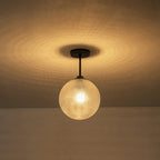 Suspension moderne à une lumière en verre texturé noir et or pour îlot de cuisine