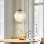 Suspension moderne à une lumière en verre texturé noir et or pour îlot de cuisine