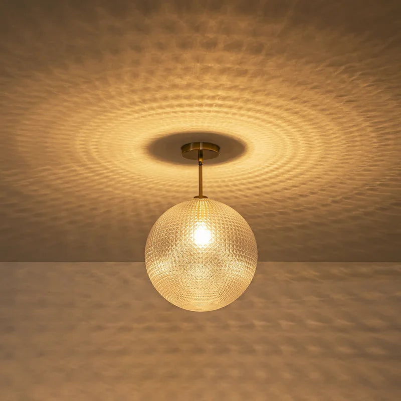 Suspension moderne à une lumière en verre texturé noir et or pour îlot de cuisine