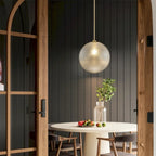 Suspension moderne à une lumière en verre texturé noir et or pour îlot de cuisine